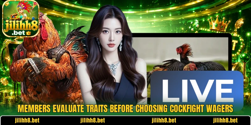 Members evaluate traits before choosing cockfight wagers Members evaluate traits before choosing cockfight wagers