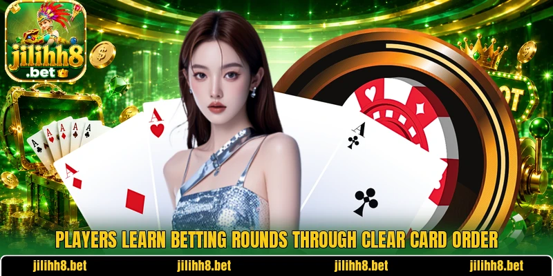 Players learn betting rounds through clear card order