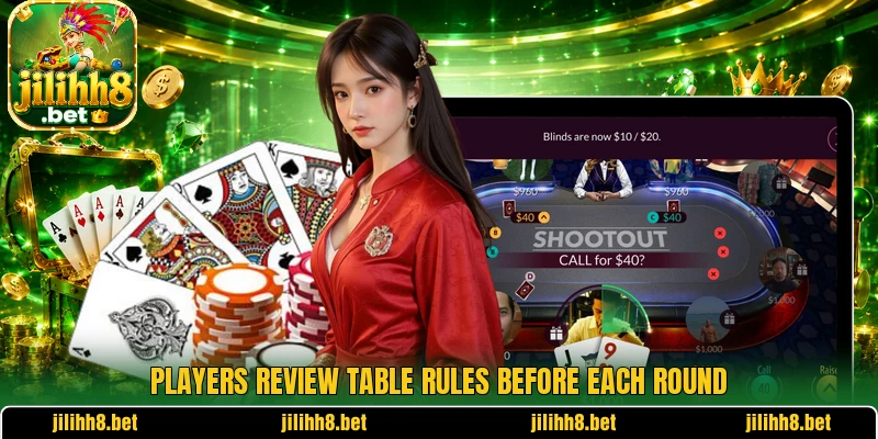 Players review table rules before each round