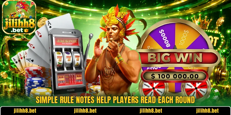 Simple rule notes help players read each round